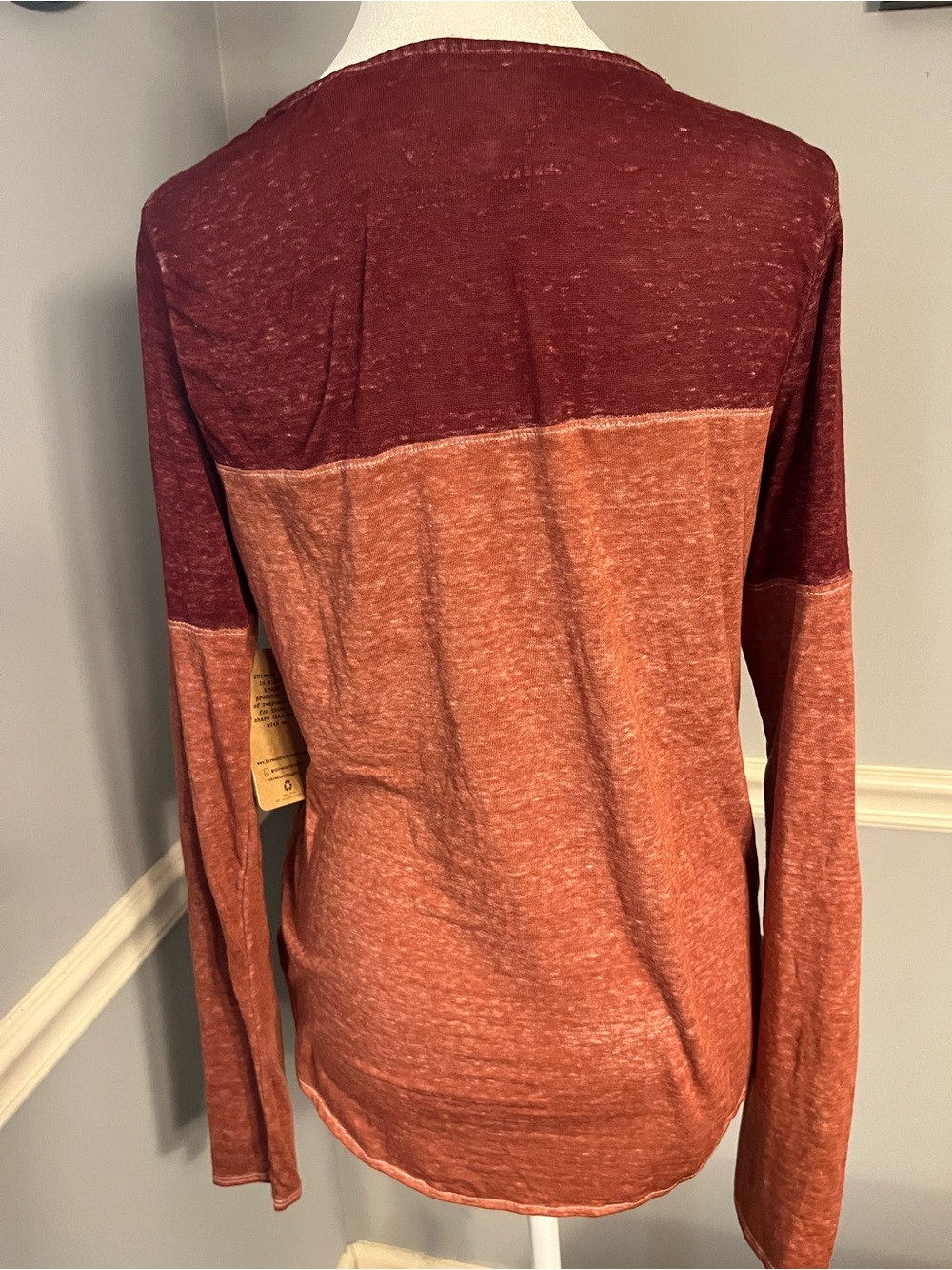 Threads 4 Thought Two-Tone Long Sleeve Top - Burgundy & Rust - Picture 2 of 3
